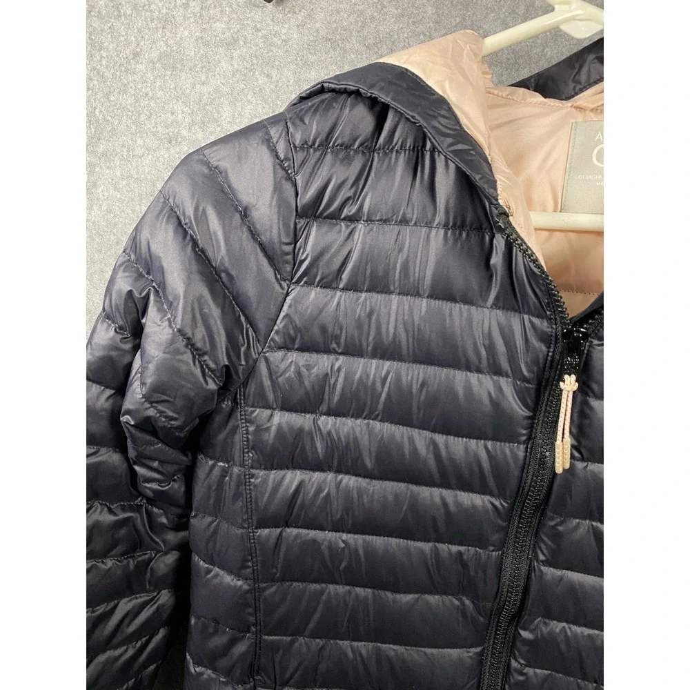 Athleta Girl Navy Blue Quilted Hooded Puffer Jacket Goose Down Fill Size L 12